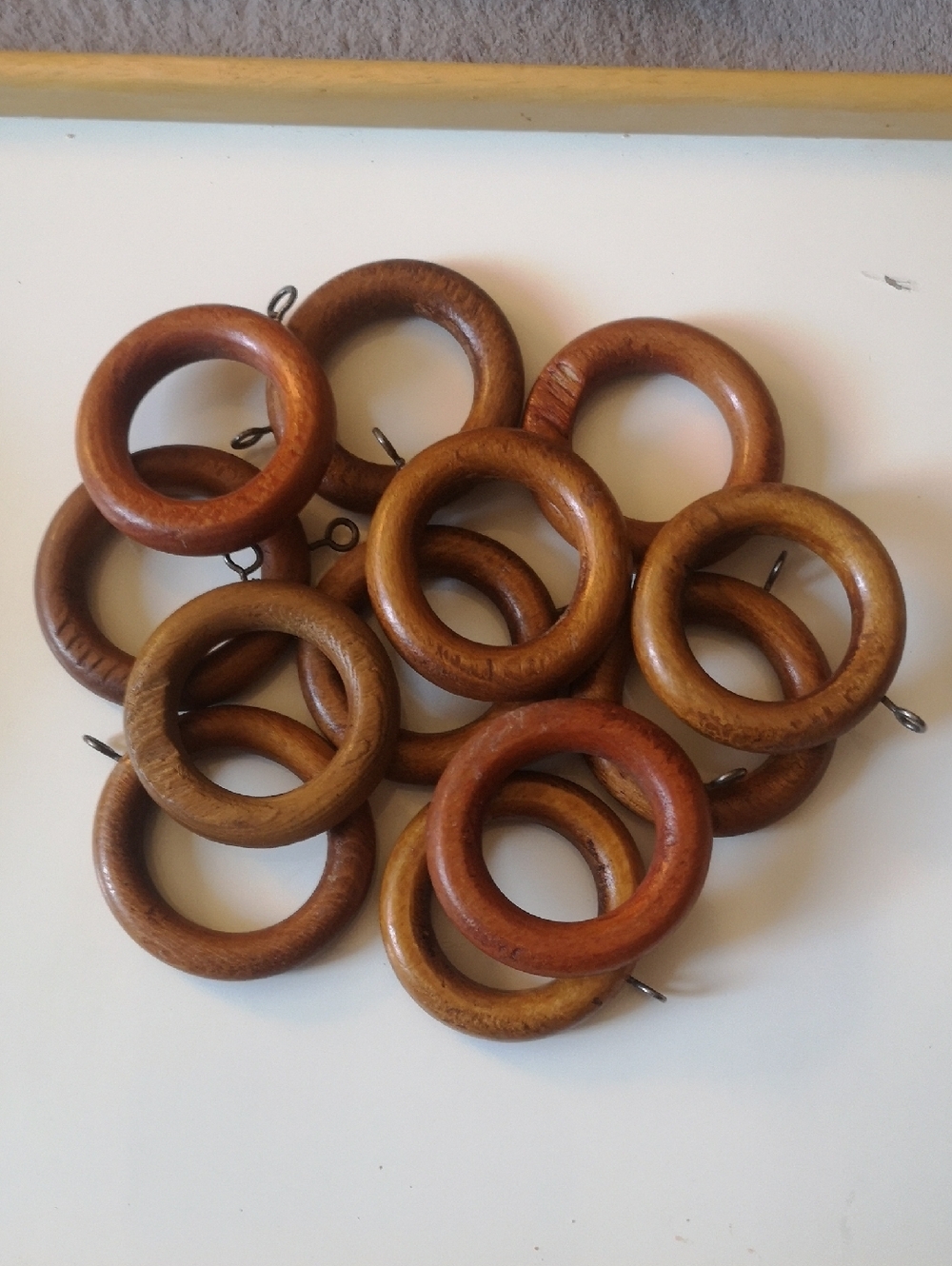 Set of 12 Vintage (Maybe Antique) Solid Wood Rings for Curtains or for Crafts